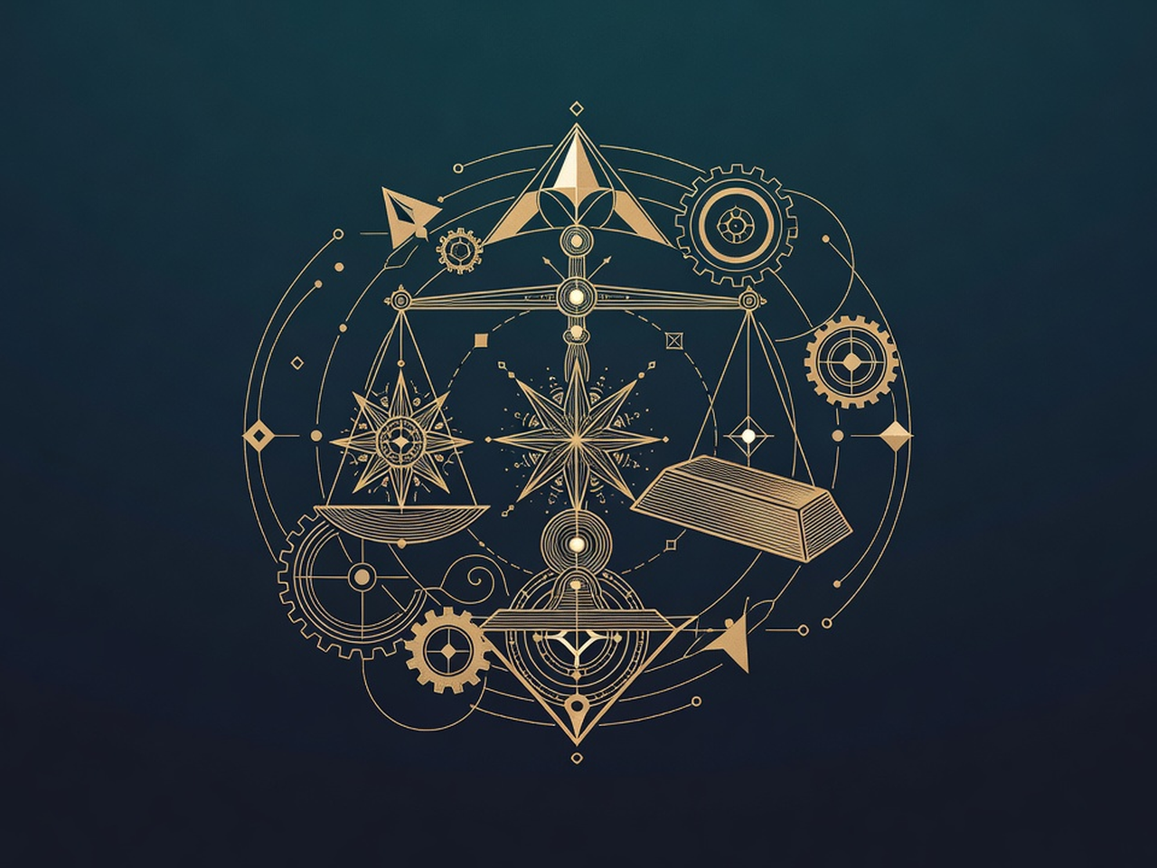 A balance scale weighing a flashy ornate star against a plain heavy ingot, the plain ingot sinking lower
