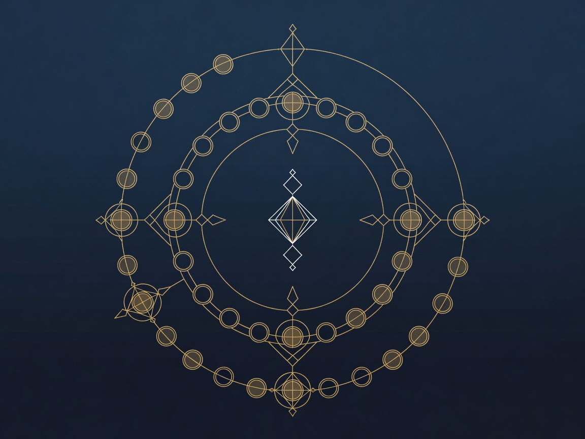 Gold engraving of coins flowing along compass lines toward a single focal diamond, symbolizing AI capital allocation