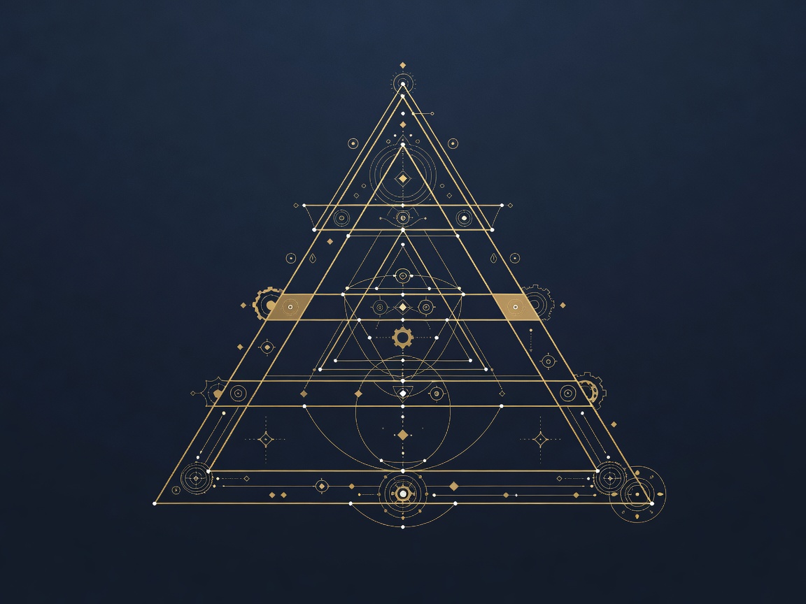 Four nested engraved triangles graduated by weight, showing the AI risk tiers.