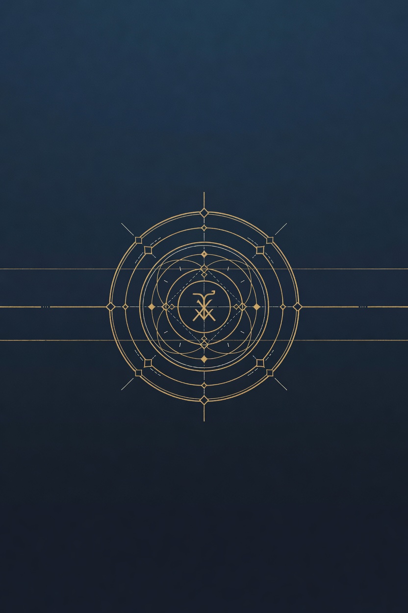 A wide containment field of concentric guardrail orbits around a central AI agent glyph