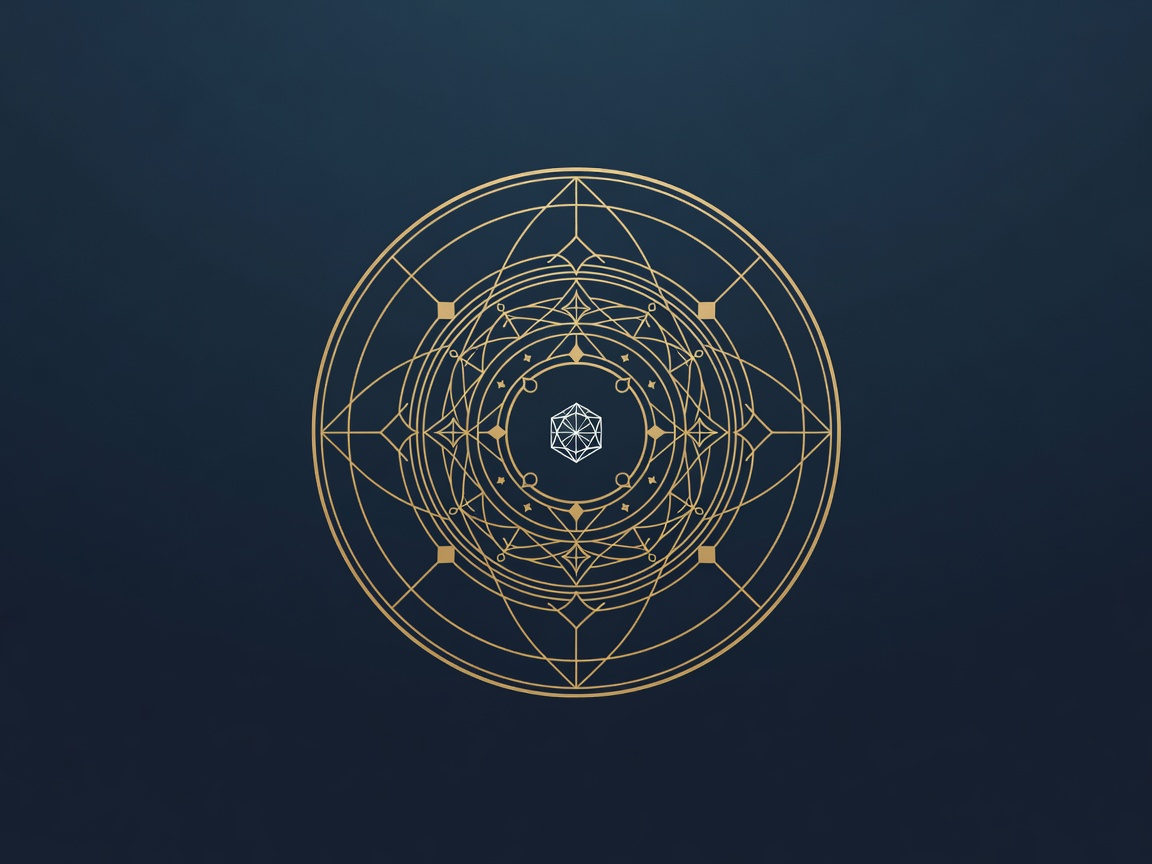 Engraving of a bought outer engine enclosing a small custom faceted gem core, the hybrid build-and-buy AI pattern