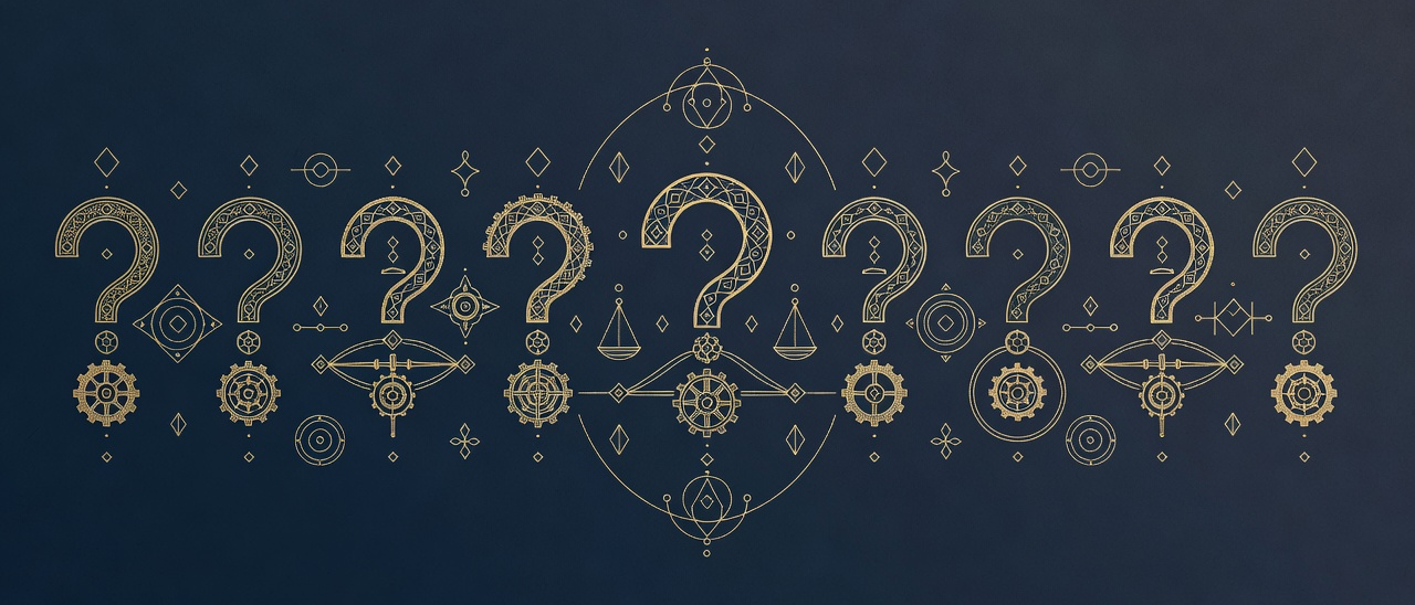 Antique-gold line-engraving banner marking the FAQ section of an agentic-department guide