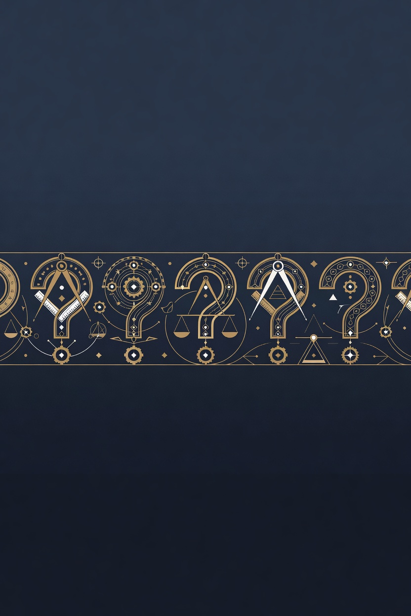 Antique-gold ultrawide band of carved geometric question-mark forms as a section break