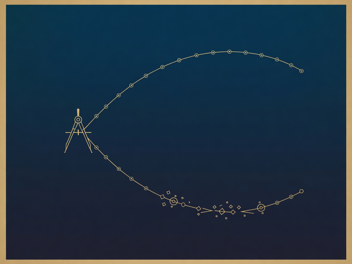 Engraved diverging orbital arcs, one a smooth instrumented climb and one a fracturing fall, illustrating the business case for responsible AI implementation