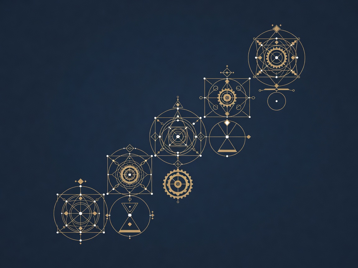 Four ascending graduated geometric steps, symbolizing a staged RevOps tool buying sequence