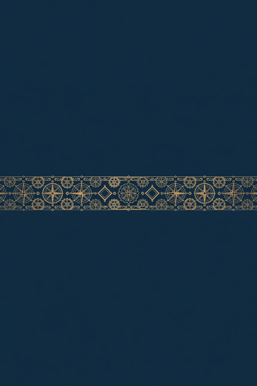 Brass alchemical frieze section break in Automata Intelligentsia brand style