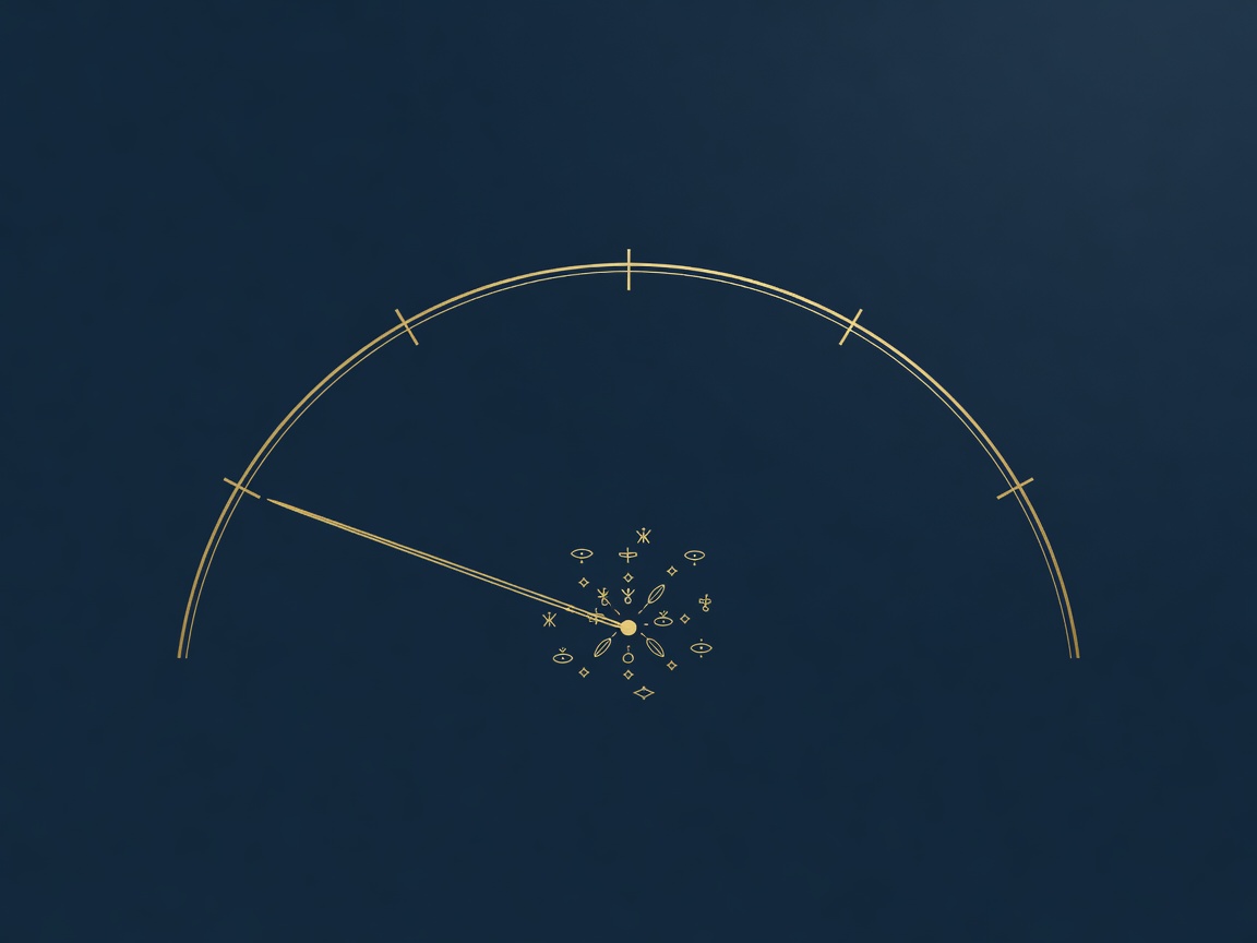 Engraved spectrum dial with a needle near the local end and data glyphs orbiting close to a home point, depicting the spectrum of data residency for sovereign AI