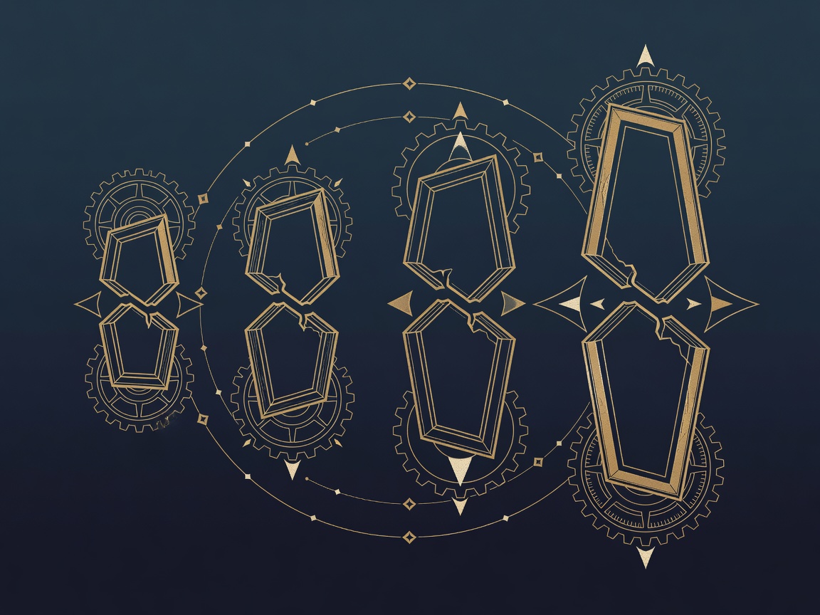 Four mechanical modules of different sizes lined up for comparison, each showing one weak joint