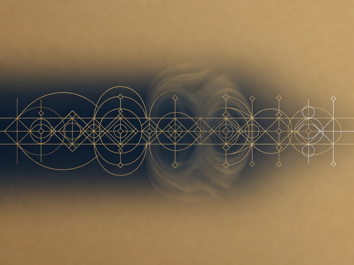 A long horizontal strip of text where the beginning and end are crisp and lit but the middle blurs into fog ,  the lost-in-the-middle effect