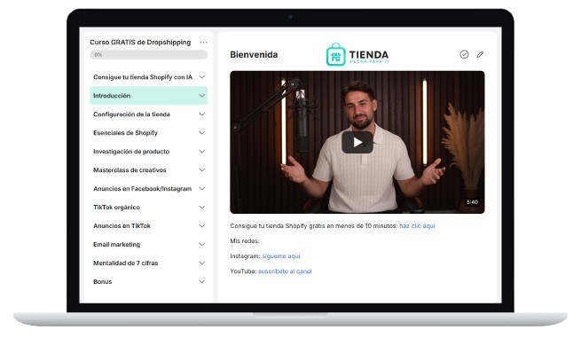Portátil con el Curso GRATIS de Dropshipping de Tienda Hecha Para Ti