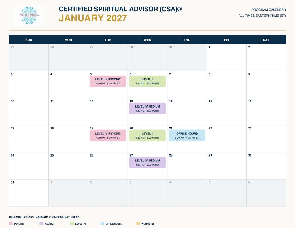 January Calendar