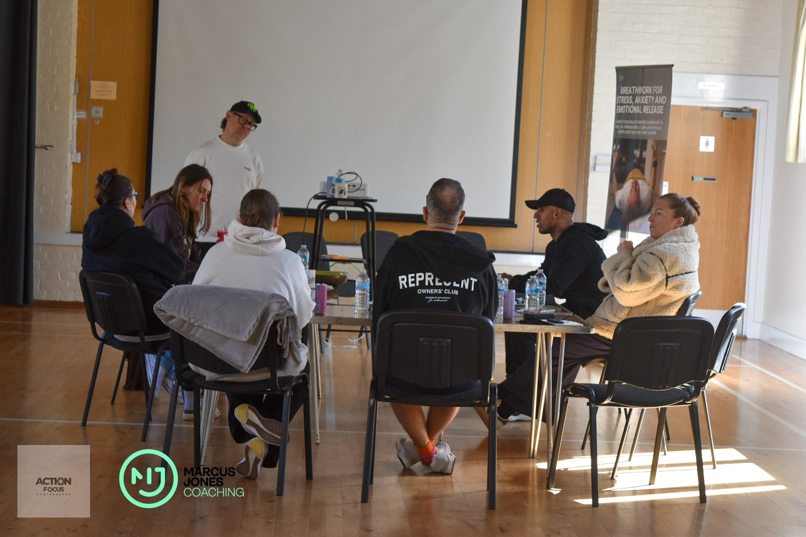 Marcus Jones leading a breathwork session