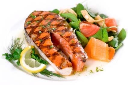 Grilled Salmon Steak and Asparagus