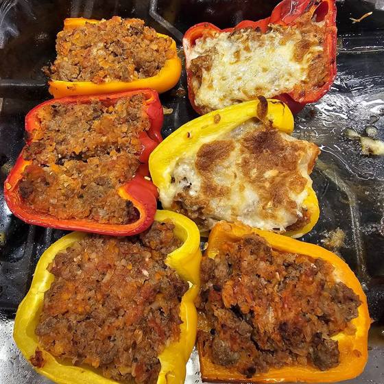 Stuffed peppers fresh from the oven