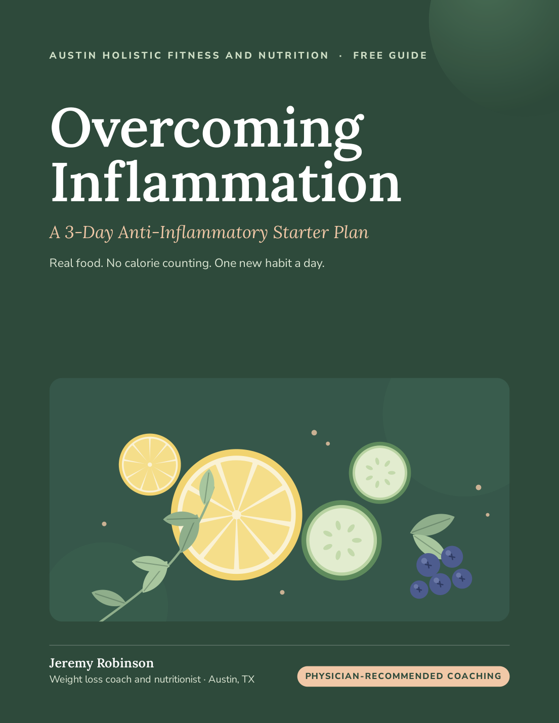 Cover of the free guide Overcoming Inflammation: A 3-Day Anti-Inflammatory Starter Plan