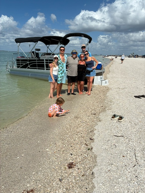 family on beach