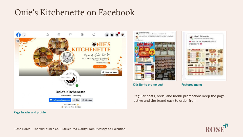 Onie's Kitchenette social media content
