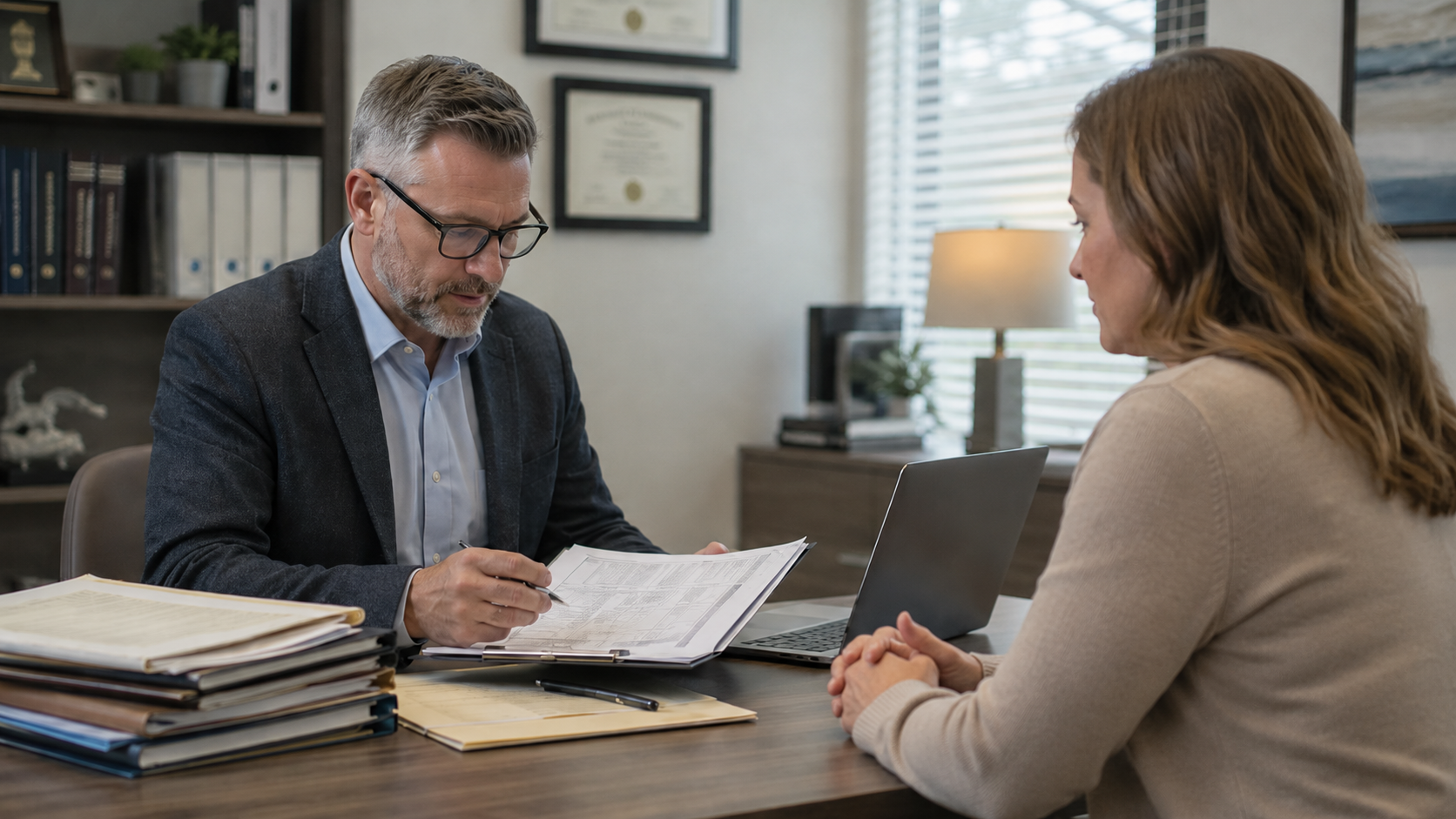 Medical provider reviewing Veteran medical records and disability documentation