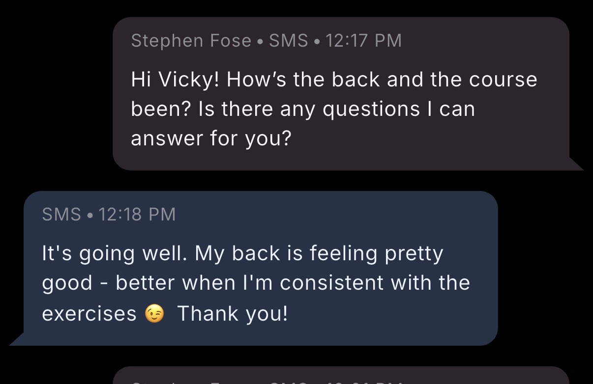 Member result - back feeling good