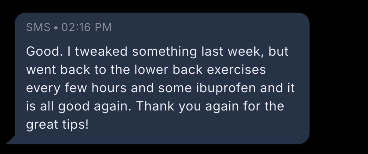 Member feedback text message