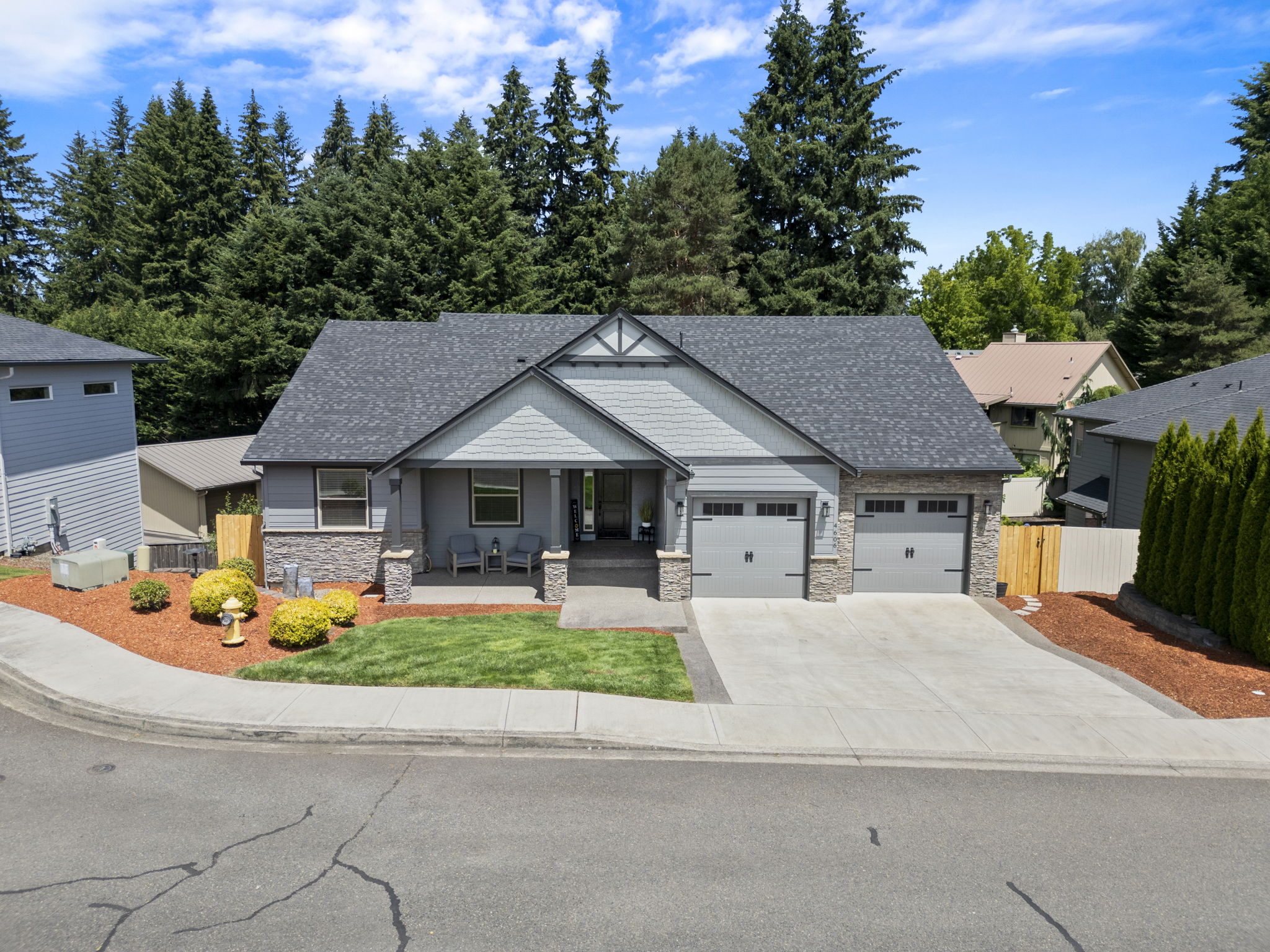 Aerial front view of a home