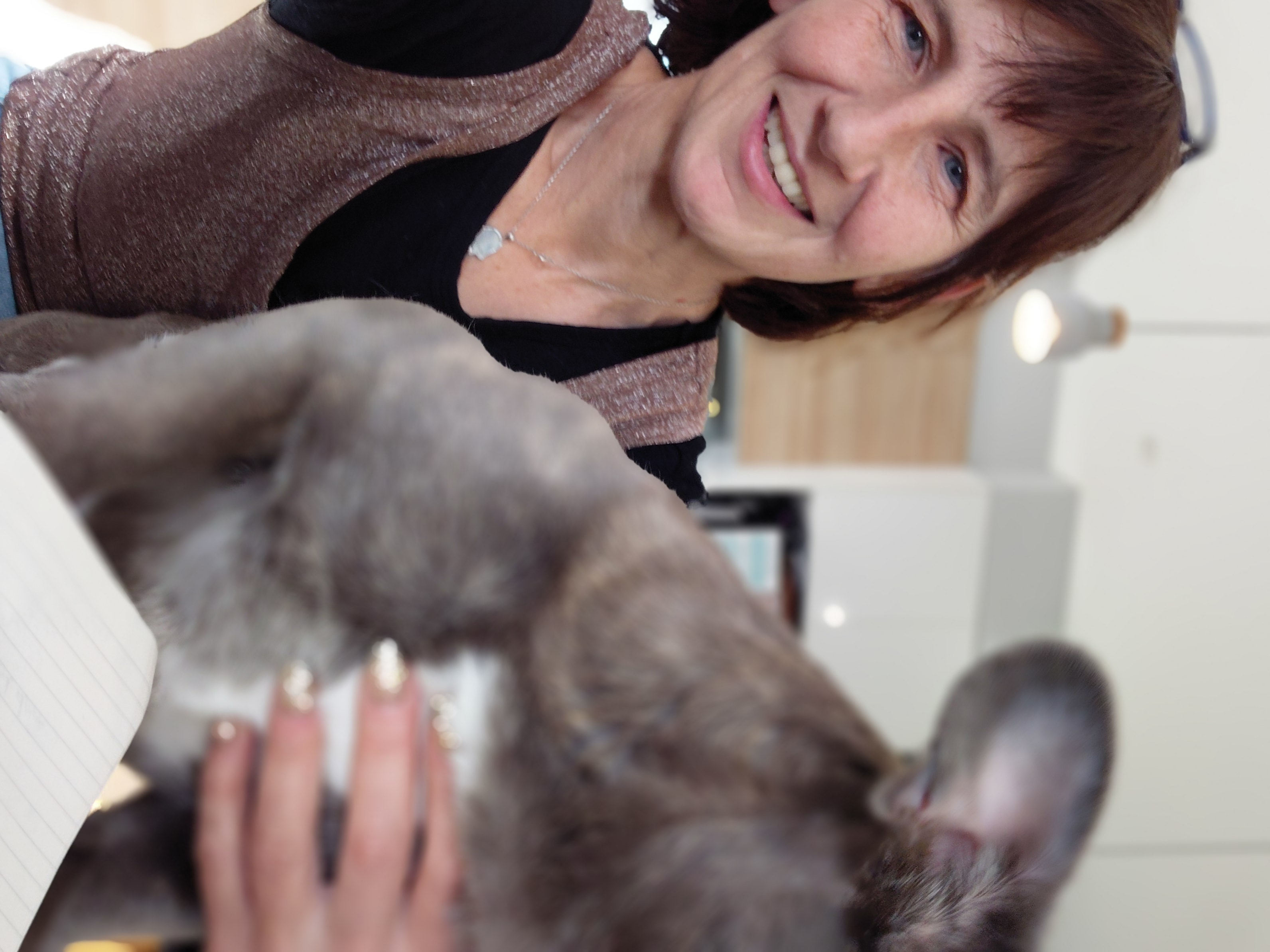 Dana with a French bulldog
