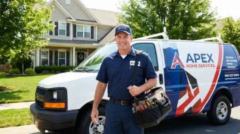 An Apex Home Services technician and van