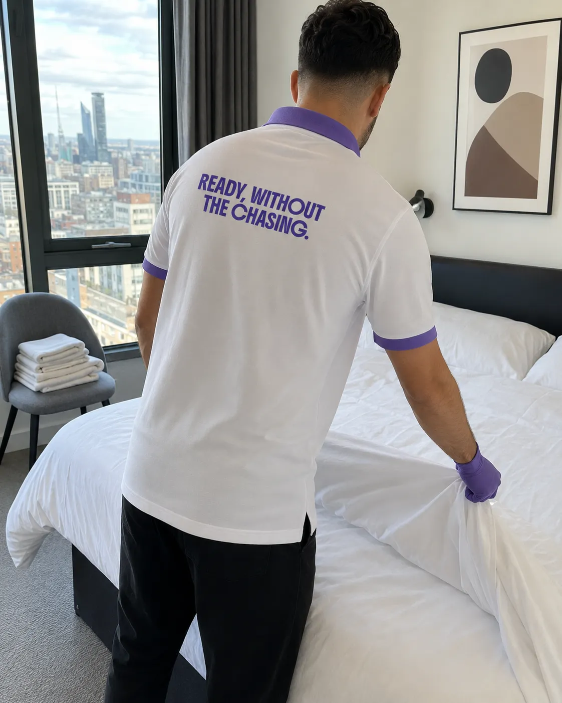 KeepReady professional turning around a high-rise Birmingham apartment between guest stays