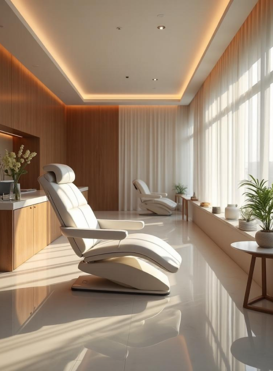 Empty MedSpa treatment chairs