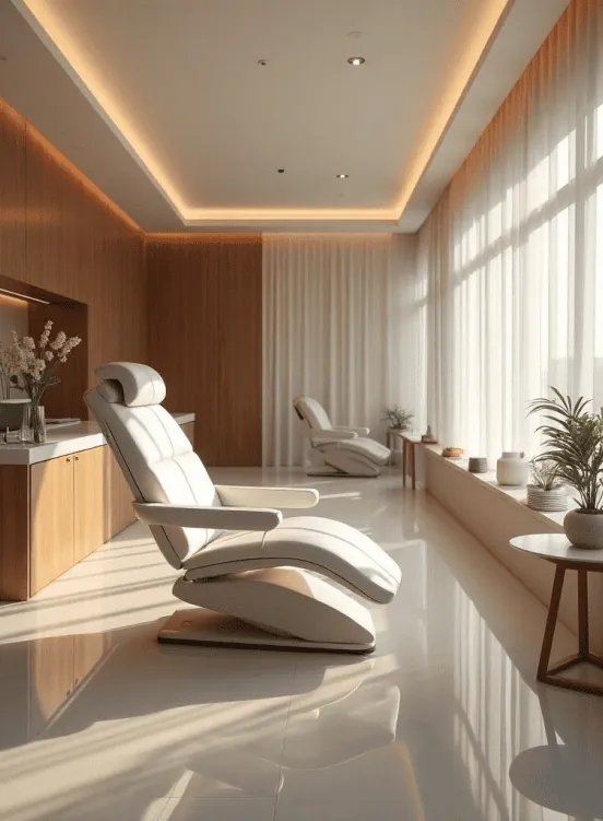 Empty MedSpa treatment chairs