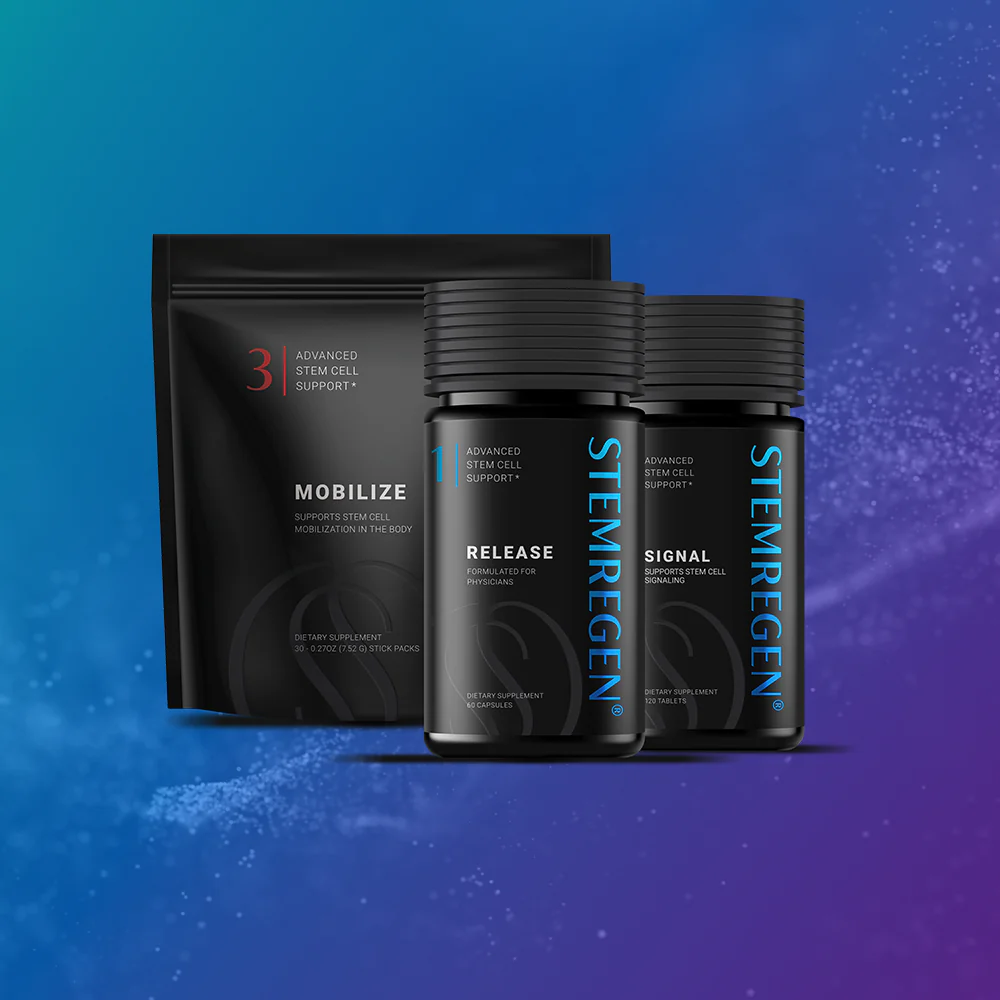 Three products from the Stemregen line of natural supplements.
