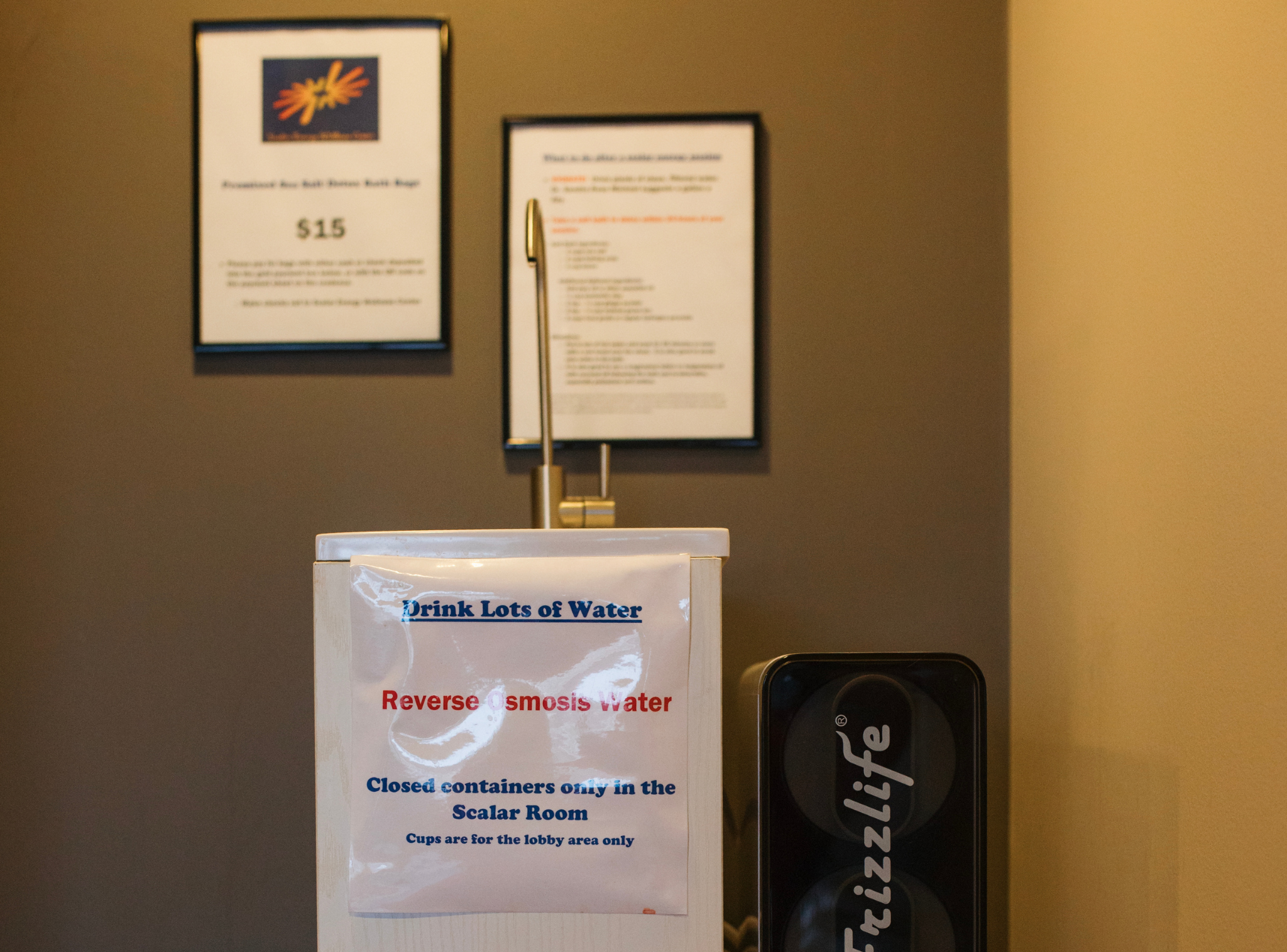 The reverse osmosis water fountain at SEWC.