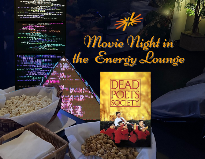 A snapshot of the snacks at Movie Night with The Light System in the Energy Lounge in the background.