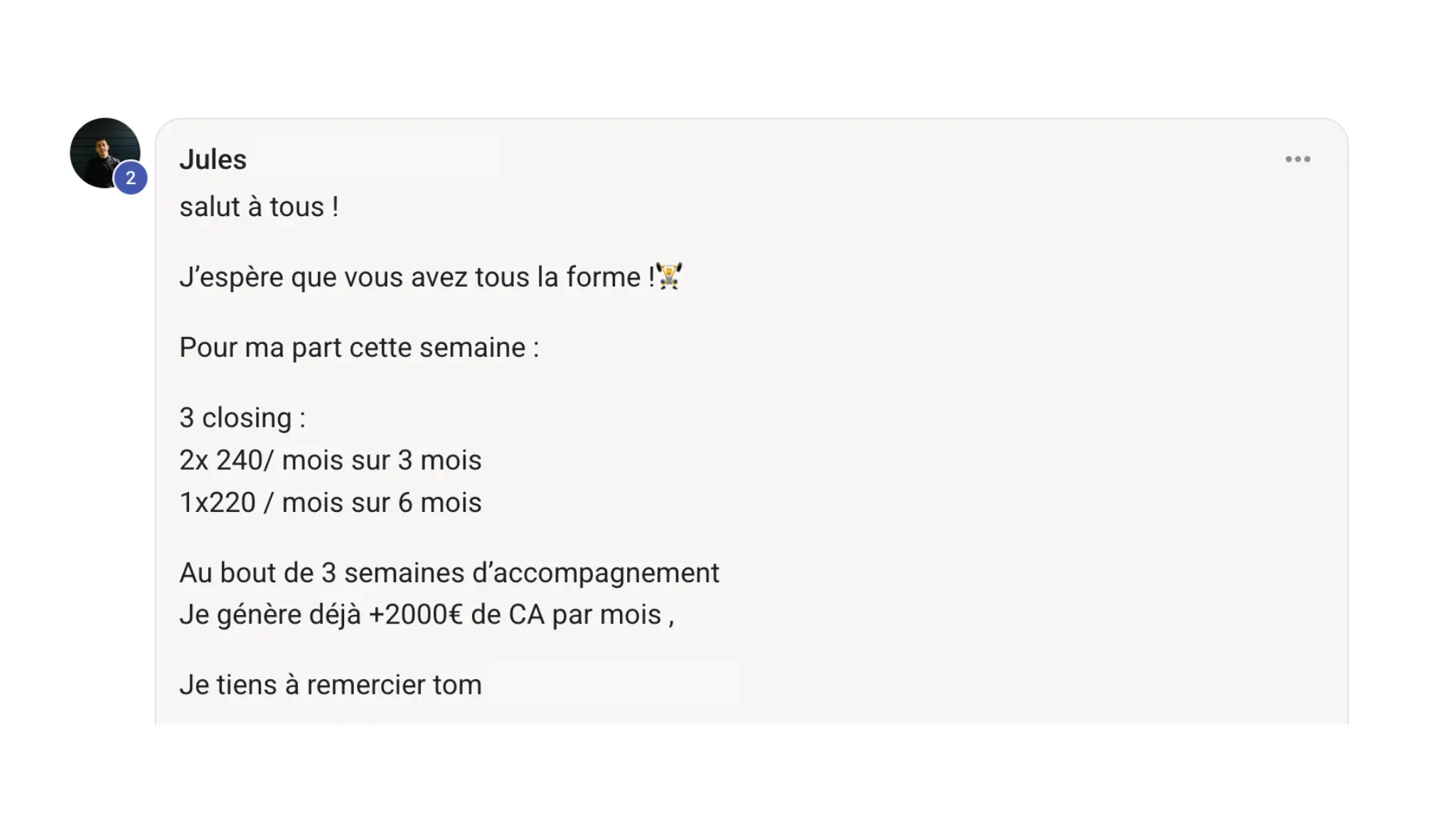 Capture du résultat de Jules