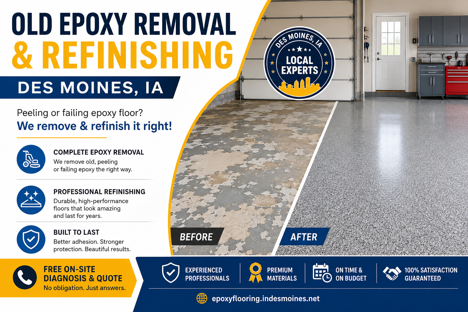 Old Epoxy Removal & Refinishing in Des Moines, IA