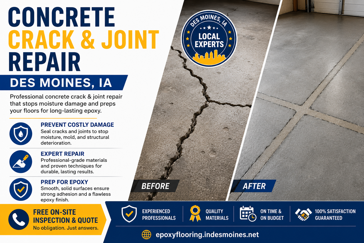 Concrete Crack & Joint Repair in Des Moines, IA