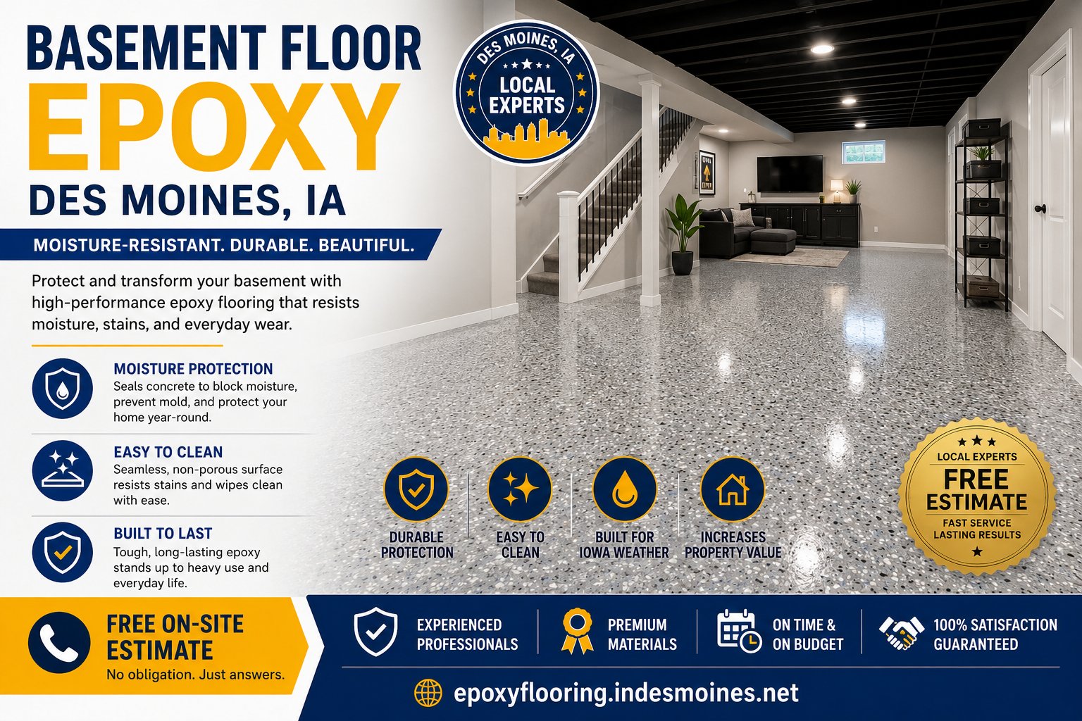 Basement Floor Epoxy in Des Moines, IA