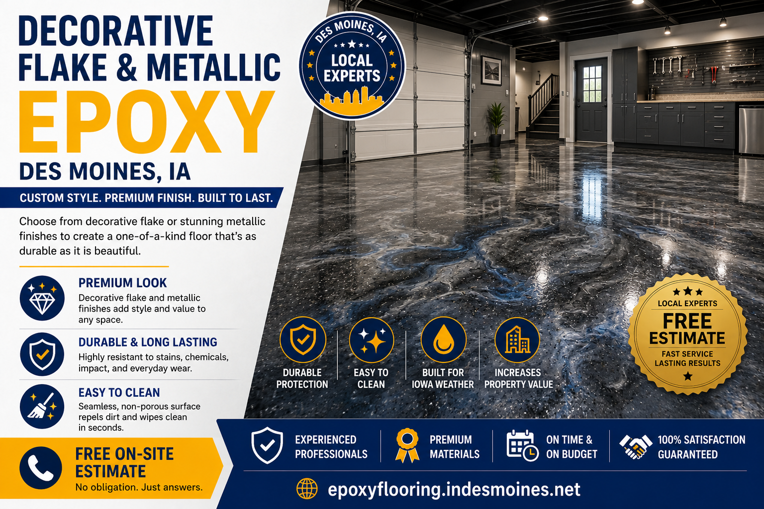 Decorative Flake & Metallic Epoxy in Des Moines, IA