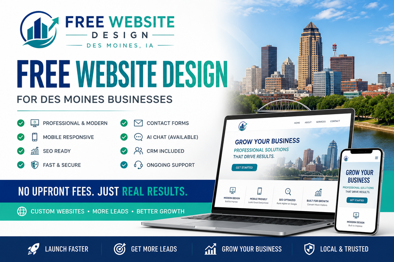 Free custom website design mockup for a Des Moines business