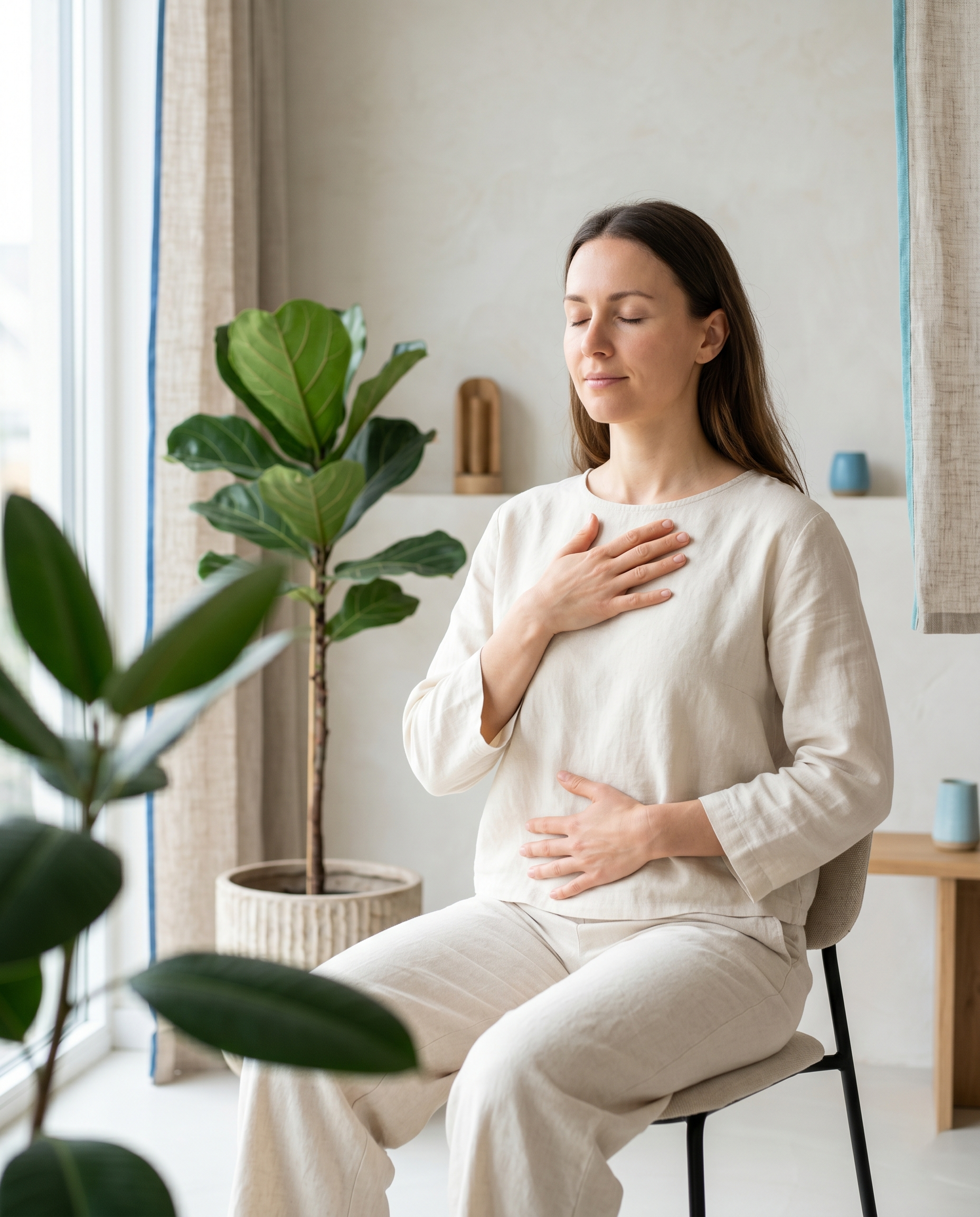 Mujer respirando en calma · Método AIRA
