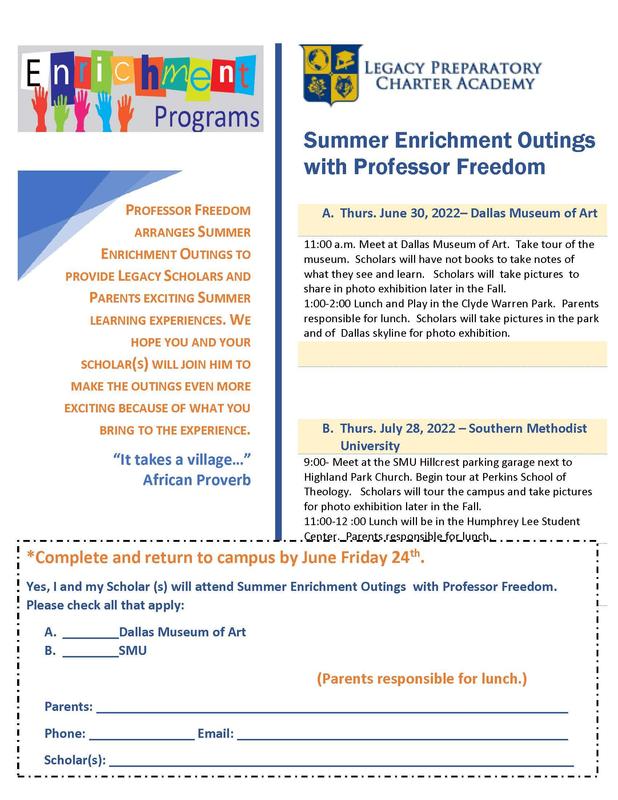 Summer 2022 Enrichment Outings with Professor Freedom