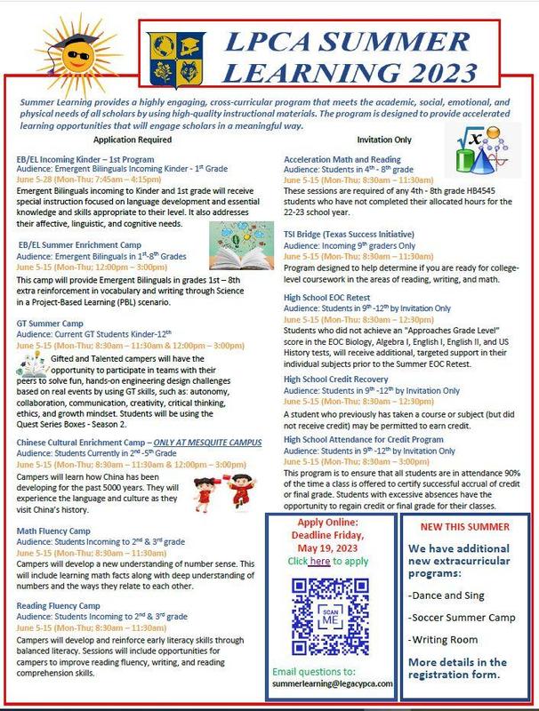 LPCA SUMMER LEARNING 2023