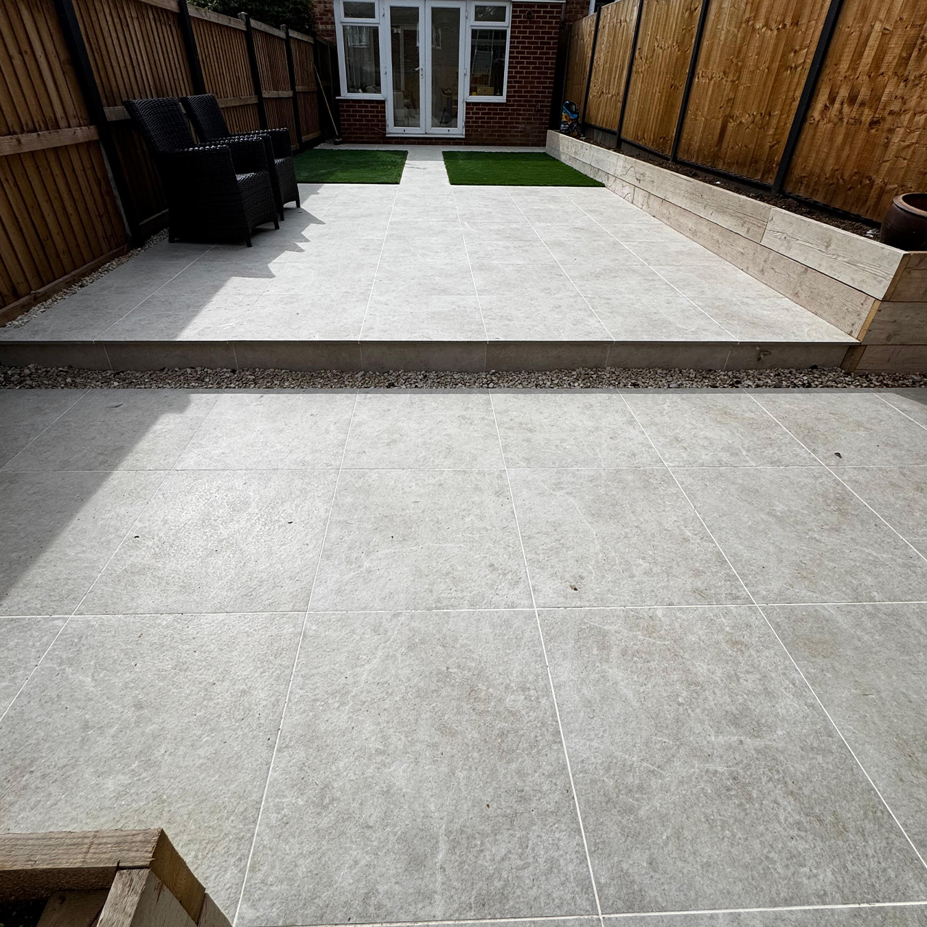 Block-paved patio installation