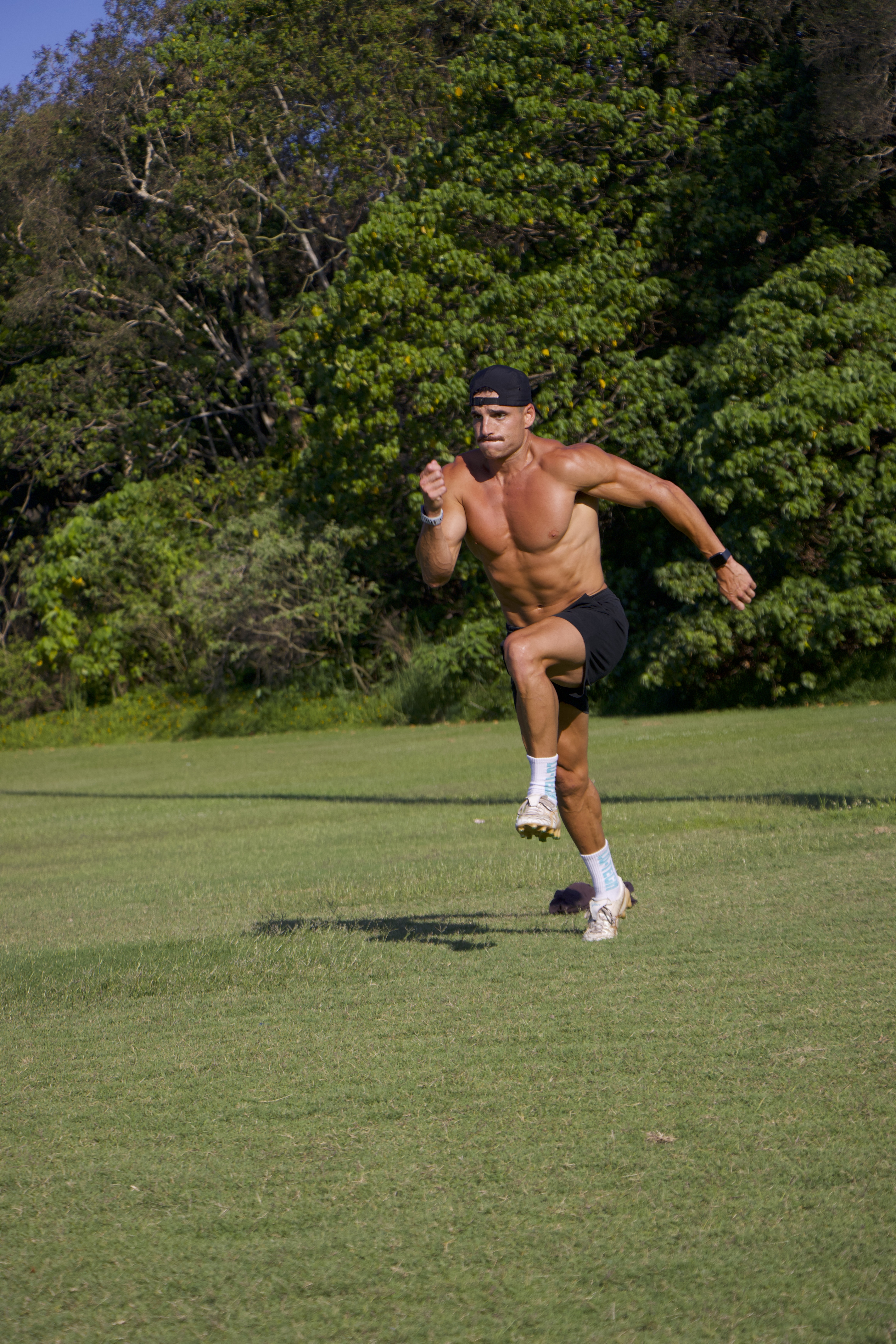 Rugby player sprinting