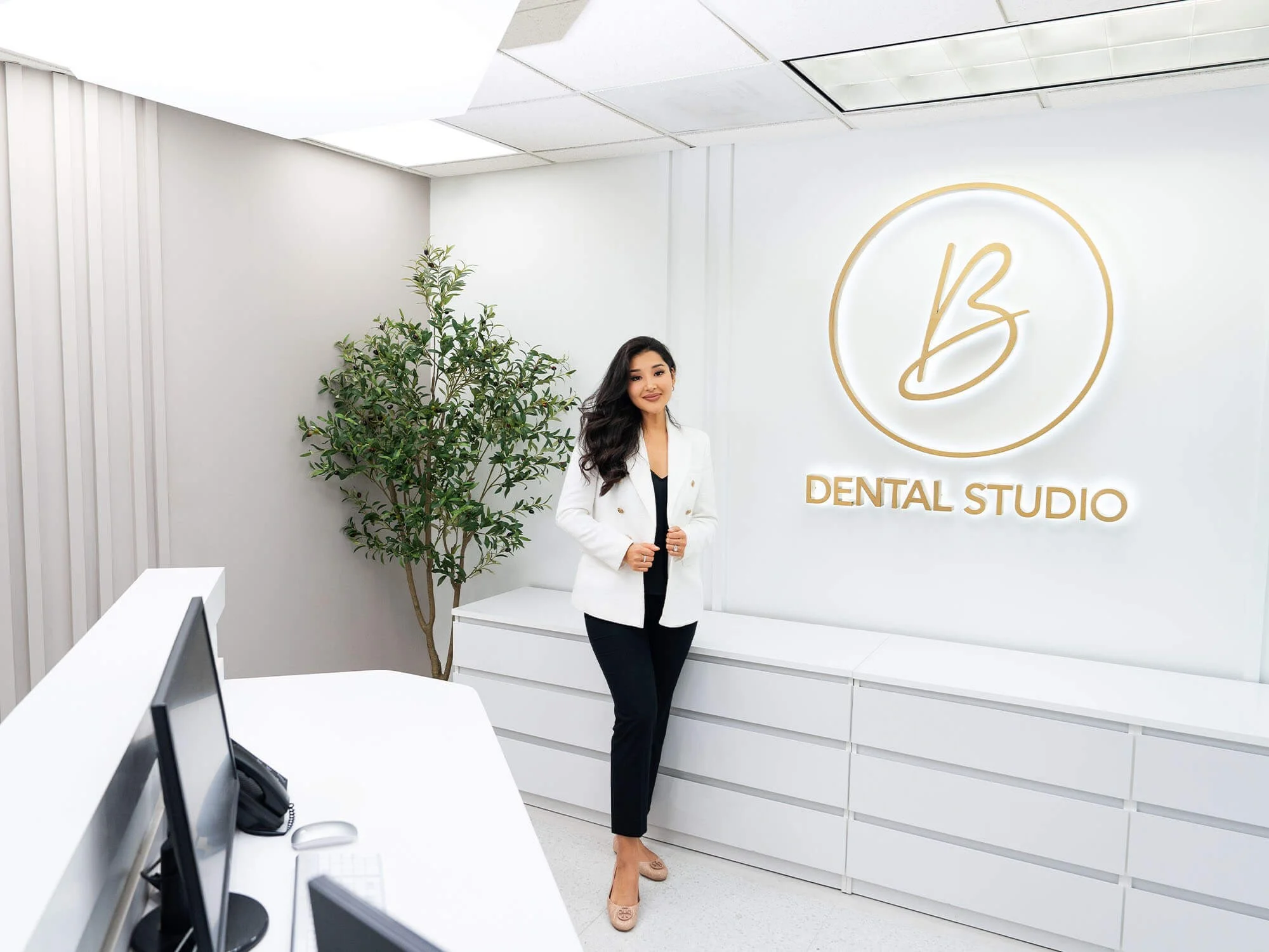 Dr. Bella Beck welcoming patients at B Dental Studio