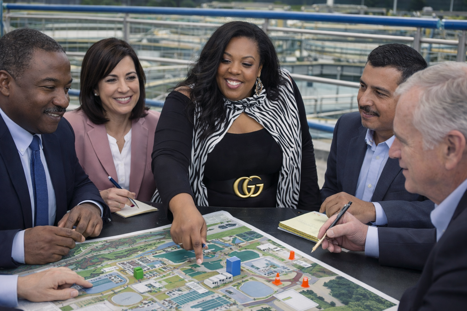 Ieshea Hollins conducting a cybersecurity tabletop exercise at a water treatment facility with utility leadership