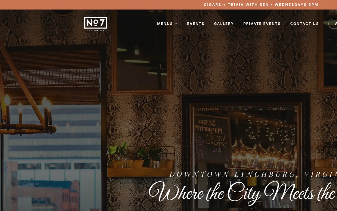 7 Rooftop Bar website homepage built by GO Agency AI