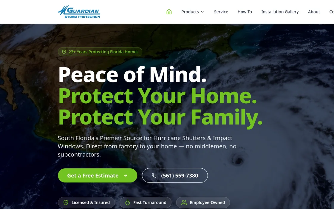 GSP Hurricane Shutters website homepage built by GO Agency AI