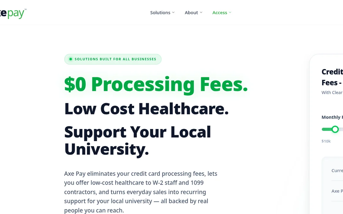 AxePay website homepage built by GO Agency AI