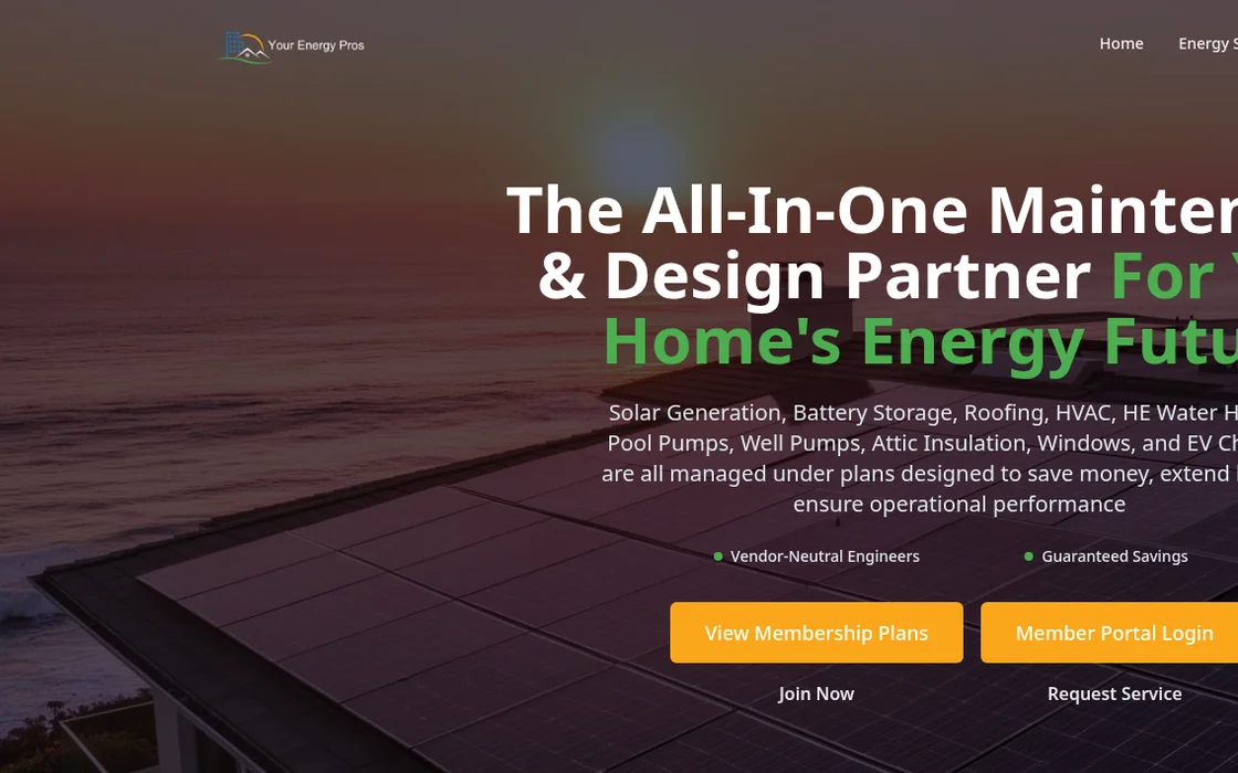 Your Energy Pros website homepage built by GO Agency AI